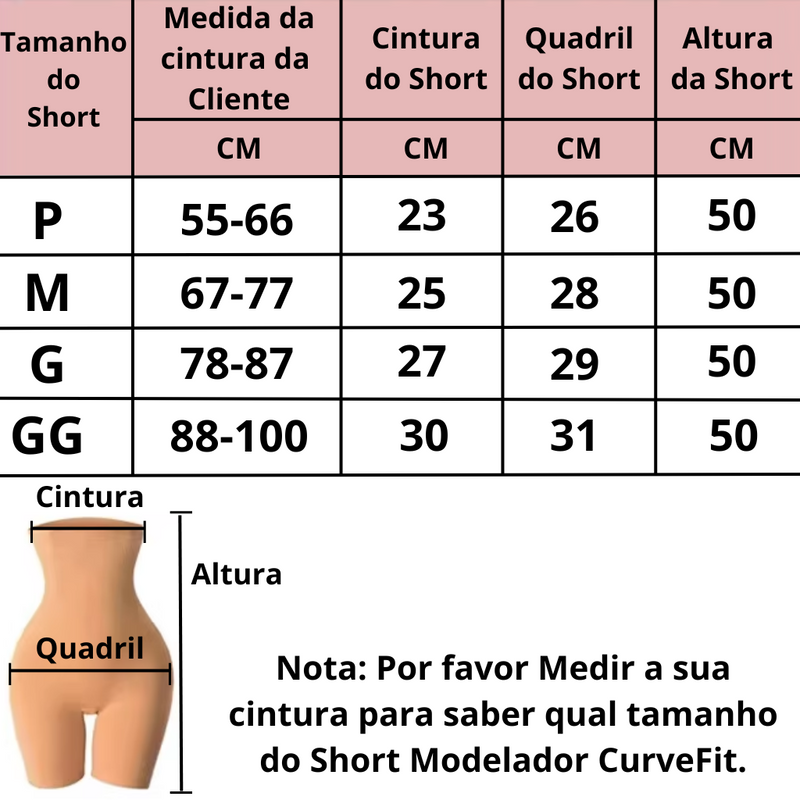 Short CurveFit- Modelador de Cintura e Levanta Bumbum